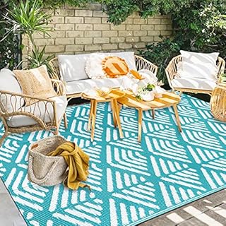 Capslpad Outdoor Patio Rug 120x180cm Waterproof Reversible Mats Recycled Plastic Straw Picnic Blanket Portable Camping Rug Outdoor Area Rug for Picnic Beach Balcony Deck Patio RV Camping BBQ,Teal
