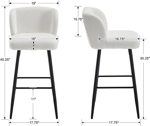 Miniatura 9 de RIVOVA Taburetes de bar de 26 pulgadas de altura de mostrador con respaldo, juego de 2 taburetes de bar modernos para encimera de cocina, taburetes