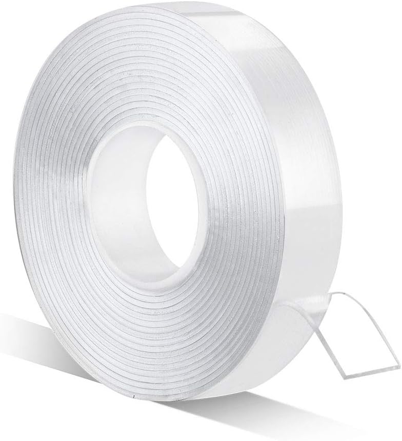 CLAVICHORD Double Sided Mounting Tape, 1/2inch 10ft Clear, Removable, No Residue, Strong Adhesive Acrylic Tape for Carpets/Poster/Craft/Wall/Picture