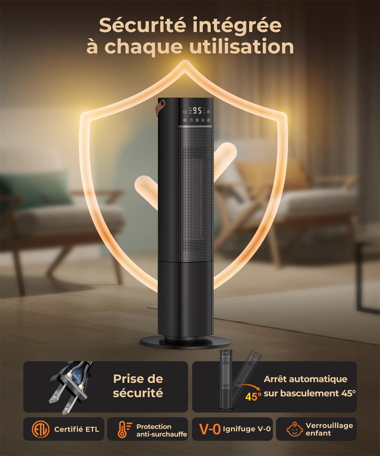Radiateur thermoventilateur - TAURUS - CA 2400 - 2400W - Noir et gris