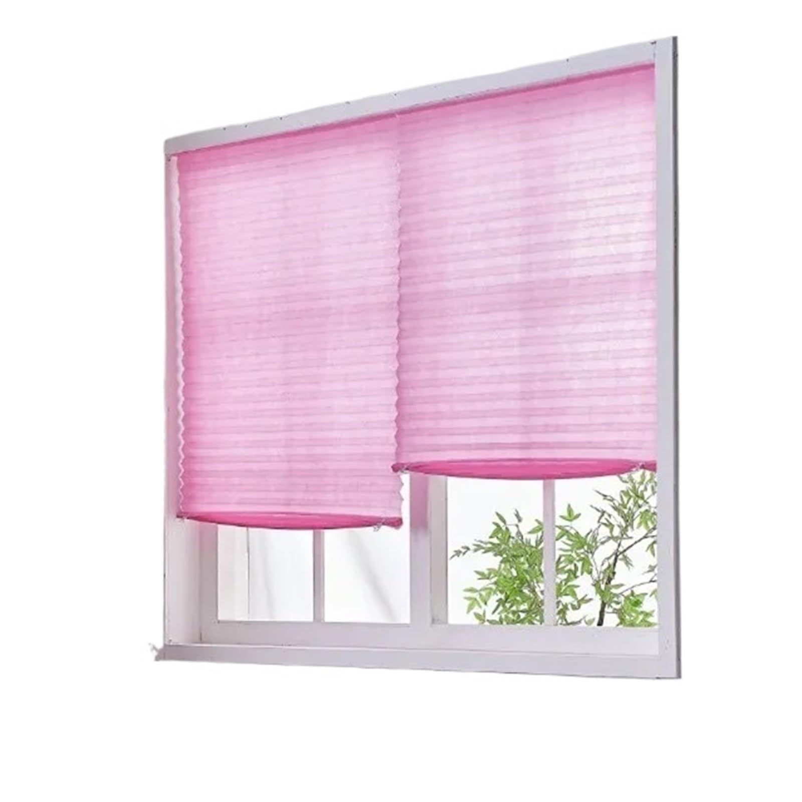 Self Adhesive Blinds Self Adhesive Pleated Blinds For Window Cordless No Drill Fabric Blinds Home Blackout Shades(60x180cm,Semi-shading pink)