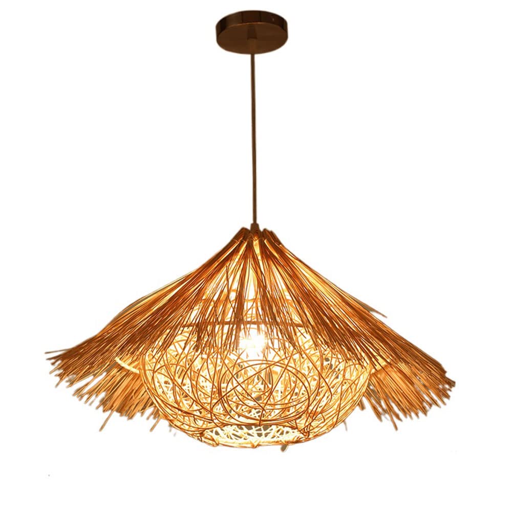 Luminaire suspendu nid d'oiseau en rotin pour réchauffer une cuisine