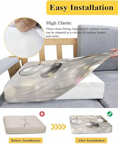 Miniatura 5 de Fundas de cojín elásticas para sofá con diseño de bolas de Navidad, con parte inferior elástica, fundas protectoras para sofá de invierno con