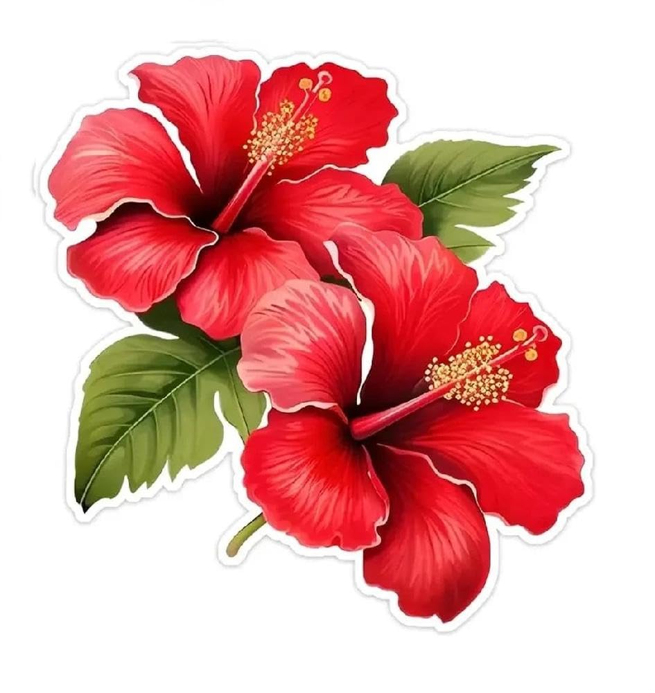 Hibiscus Flower Floral Theme Waterproof Self Adhesive Vinyl Sticker for Car Body Window Motorcycle