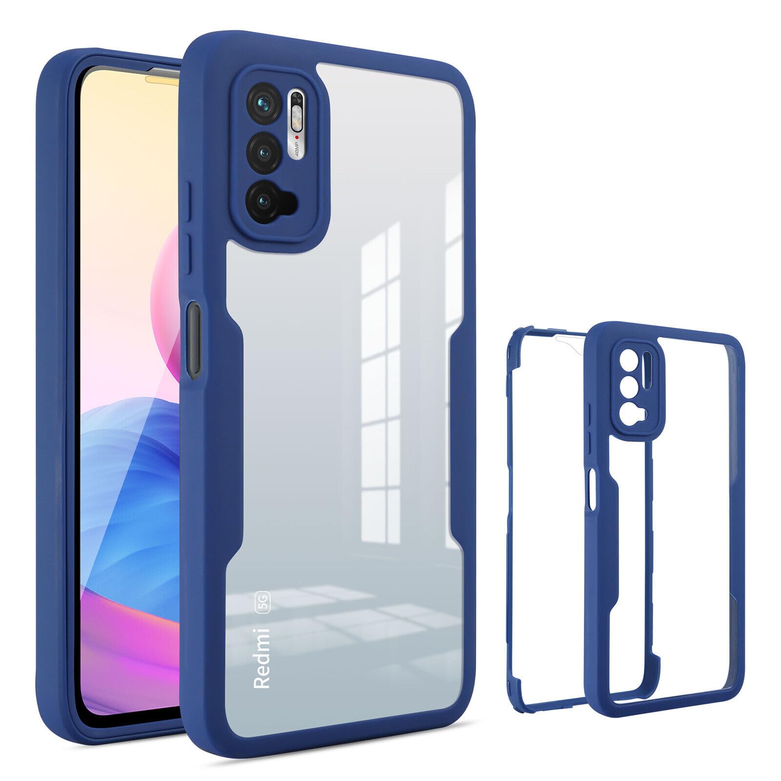 betterfon 360 Grad Hülle Smartphone-Hülle für Xiaomi Redmi Note 10 5G mit integriertem Displayschutz