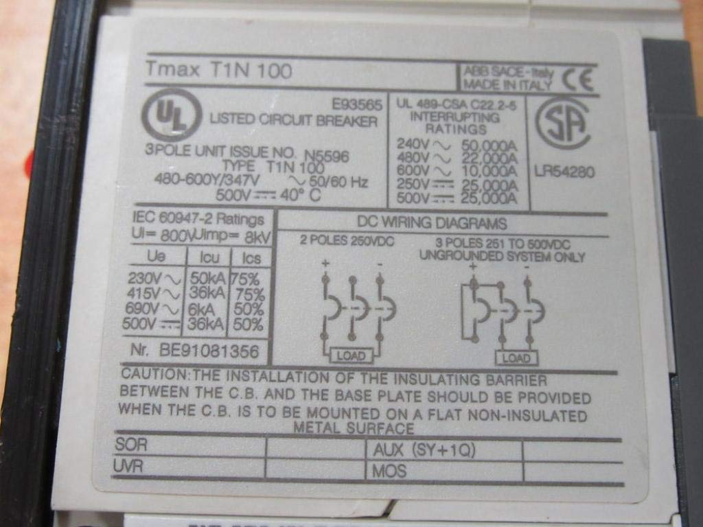 Close-up of the circuit breaker label showing DC wiring diagrams
