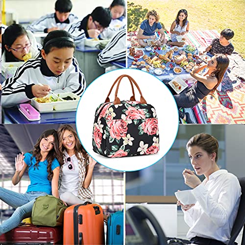 Pawsky Lunch Bag For Women Insulated Lunch Box Leakproof Lunch Tote Bag Reusable Cooler Bag For Picnic/Hiking/Boating/Beach/Fishing/Work/Office/Travel, Floral #TOP6