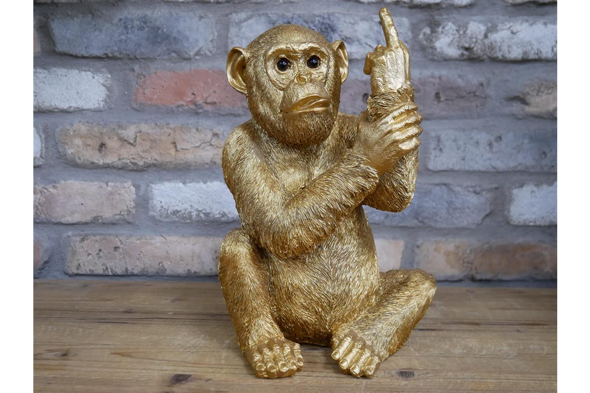 Homeware Gold Casadomu Up Yours Gorilla Monkey Ornament Resin Statue Ape Sculpture Middle Finger Novelty Figure
