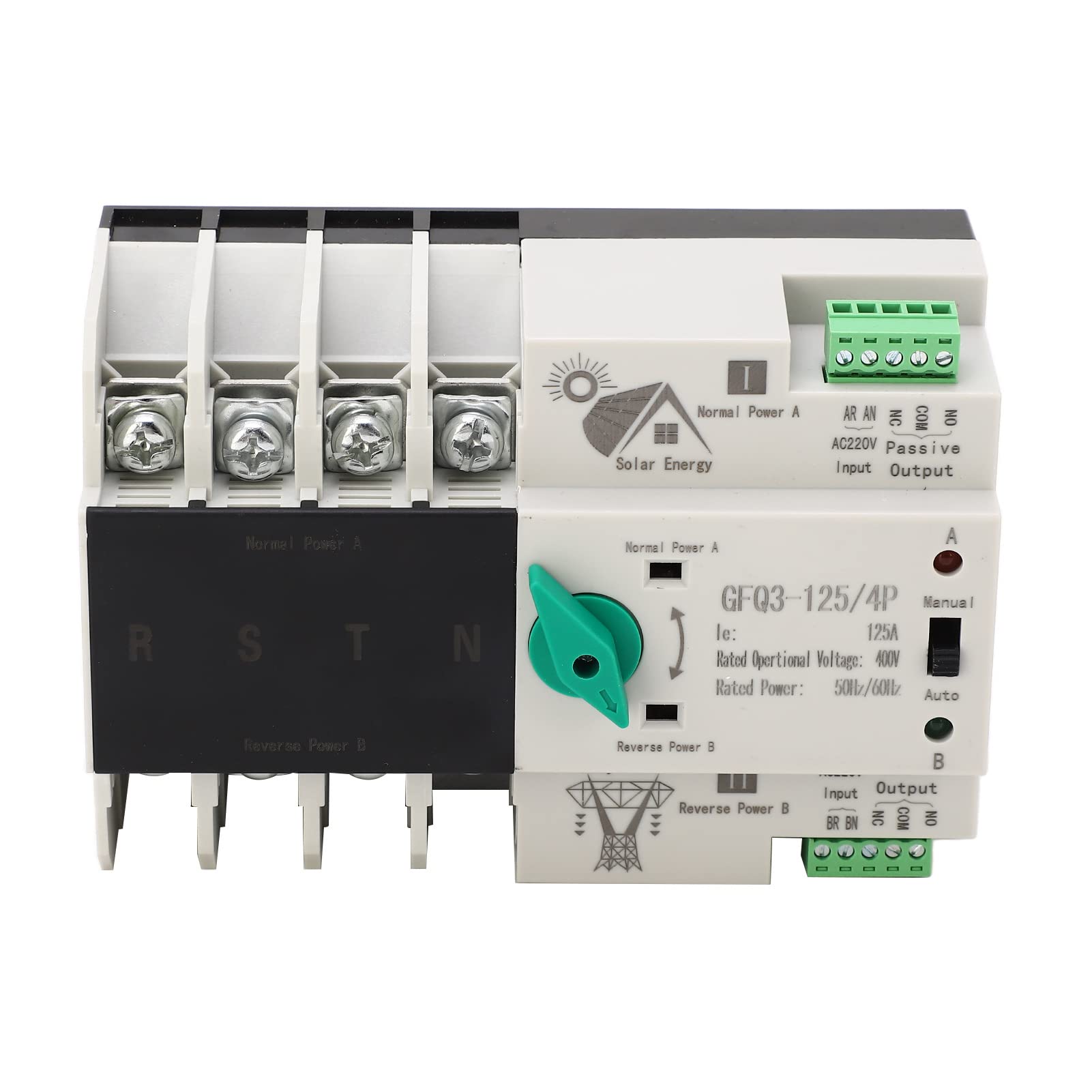 dual power automatic transfer switch, millisecond commutation aging resistance generator changeover switch widely used manual operation (125a)