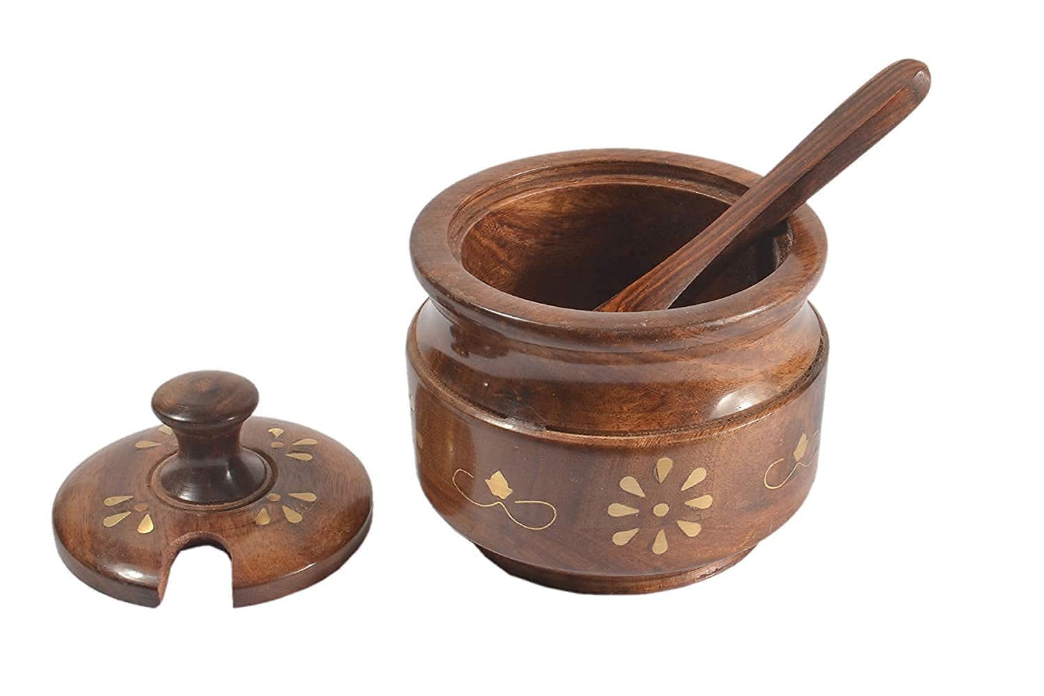 Wooden Sugar Pot & Spice Jar with Spoon -2