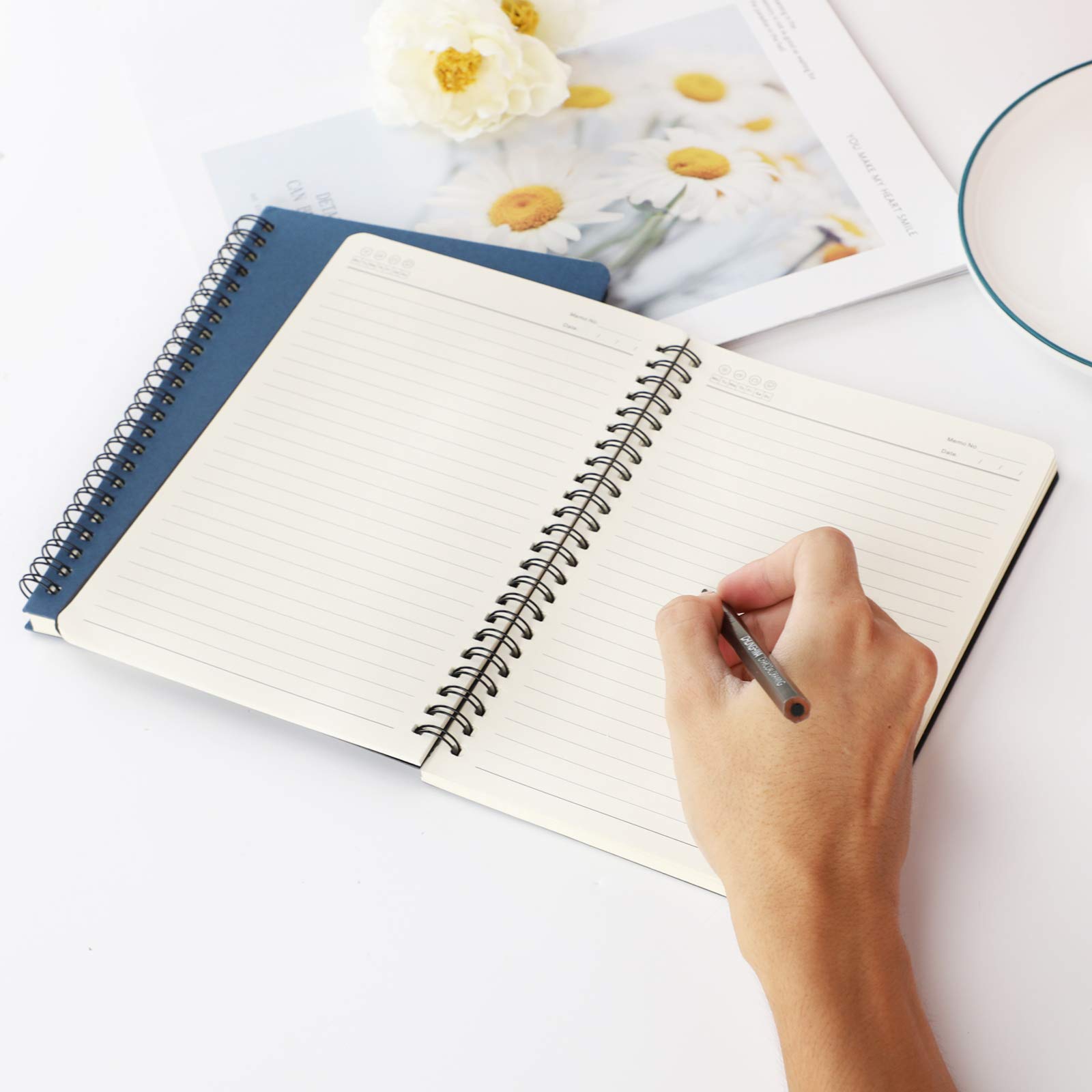 EUSOAR - Quaderno a spirale a righe, formato A5, 12 confezioni da 14,5 x 20,8 cm, a righe, per appunti e appunti, quaderno per studenti, ufficio, affari, diario a spirale, a righe, 3 colori