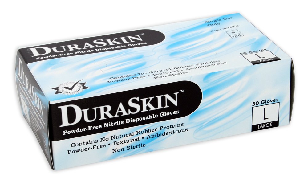 Liberty Glove & Safety 2018W/L Nitrile Industrial Glove, Powder Free, Disposable, 8 mil Thickness, Large, Blue (Box of 50)