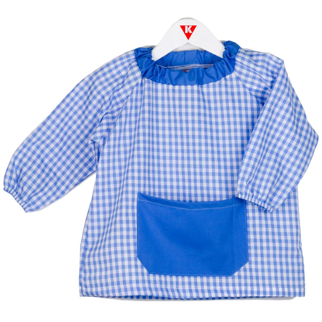Tablier Blouse sans Boutons pour Enfants à Carreaux École Travaux Manuels