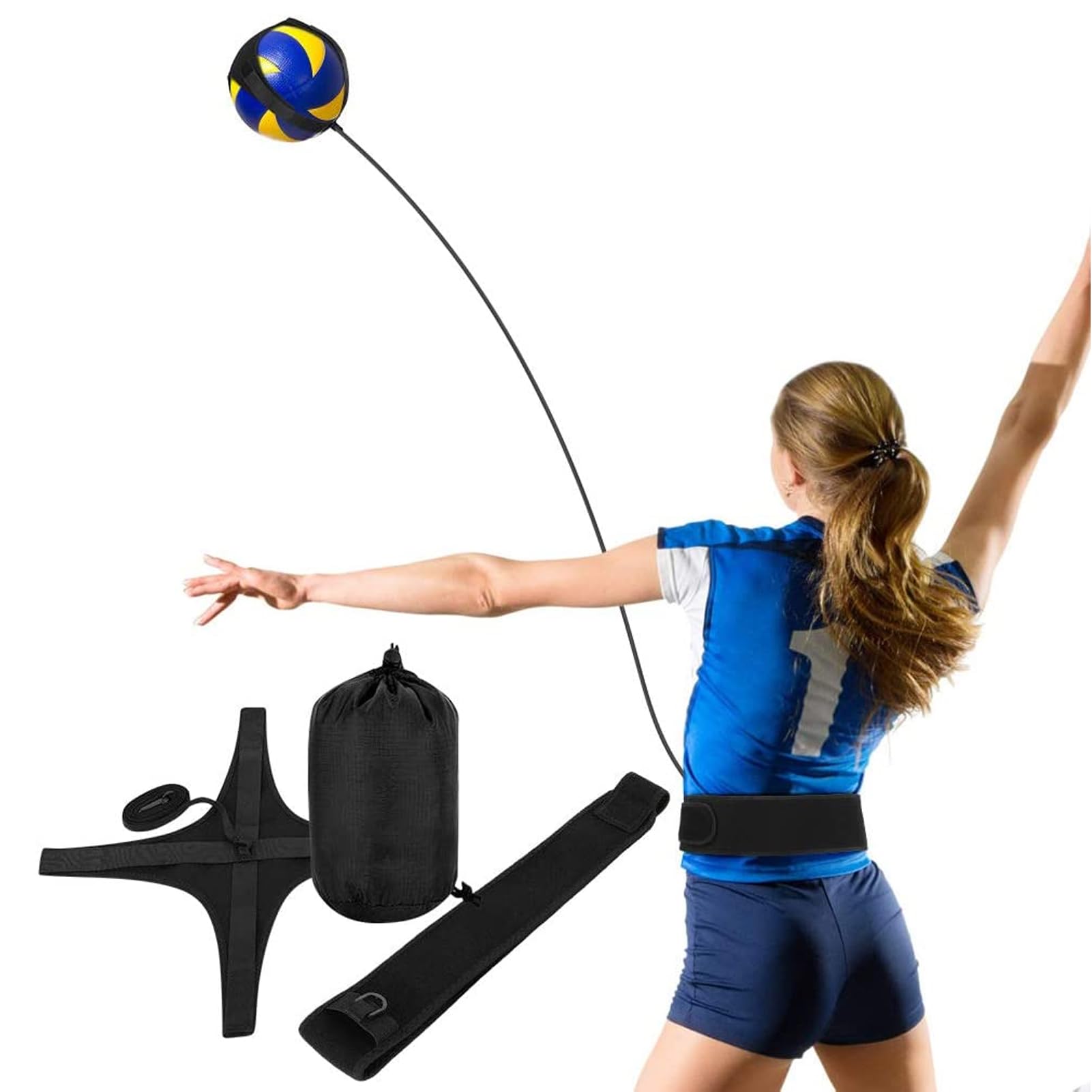 Horoper Adjustable Football Training Belt,Volleyball Training Ball Belt,Football Kick Trainer, Single Football Training Aid Hands Free with Adjustable Belt