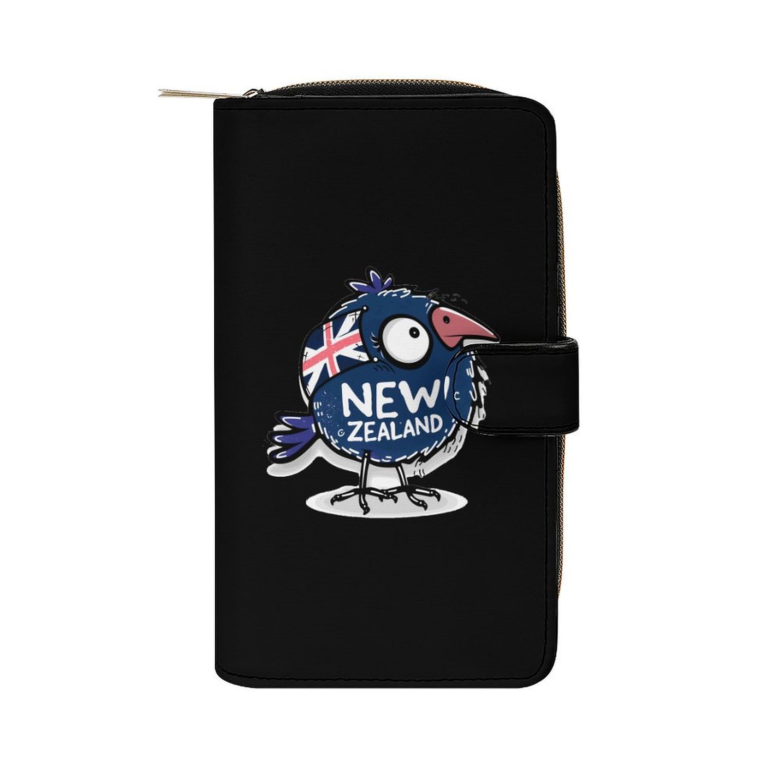 Kiwi Bird New Zealands Flag Leather Long Pouch Wallet for Men And Women Large Capacity Clutch Cash Wallet with Zippered