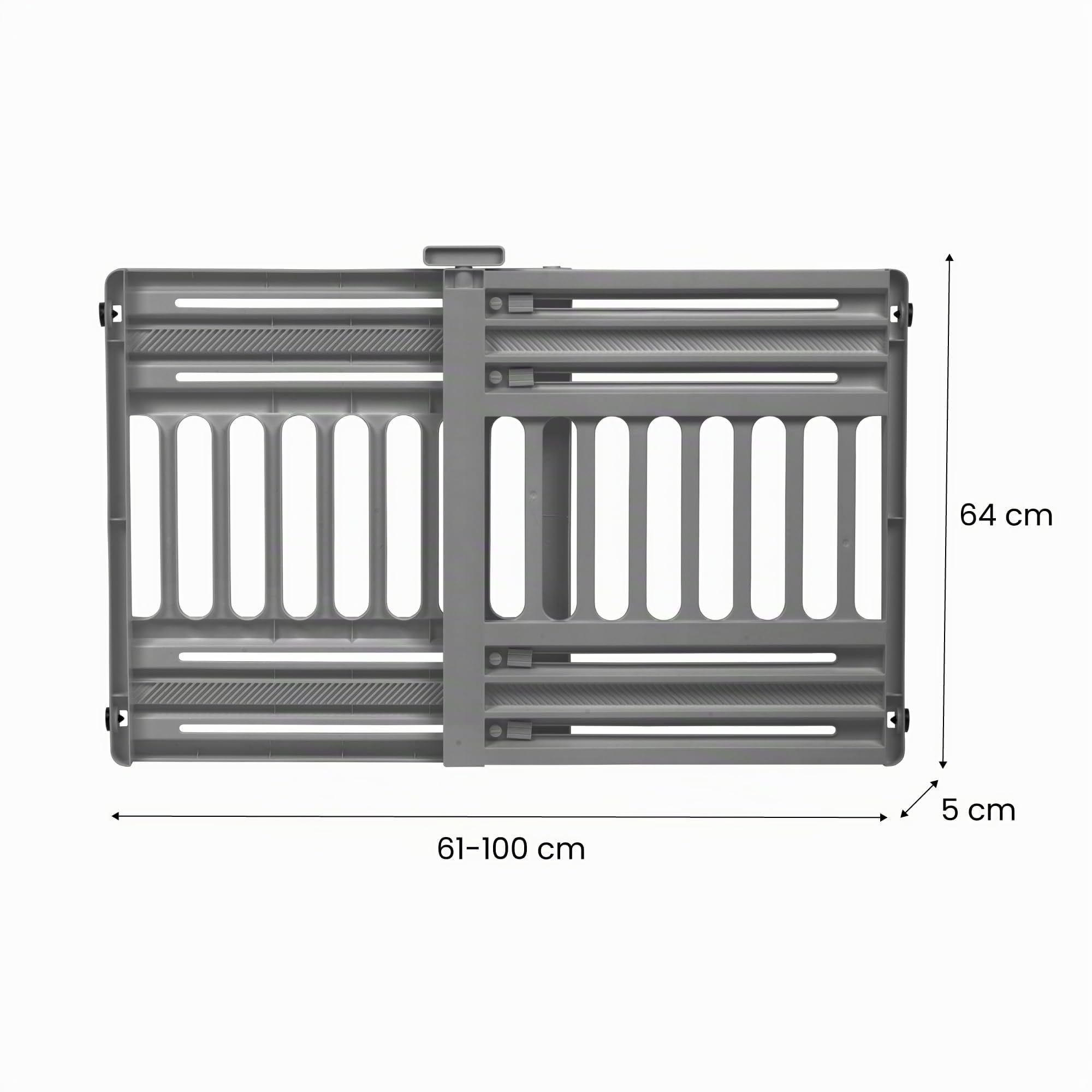 Iris Ohyama, Puerta de Seguridad para Perros, Barrera de Escalera a presión, A61 x A64 cm, Extensible hasta 1m, No Requiere perforación, para Interiores, Pasillo, Cocina, PBR-600, Plástico (PP) Gris