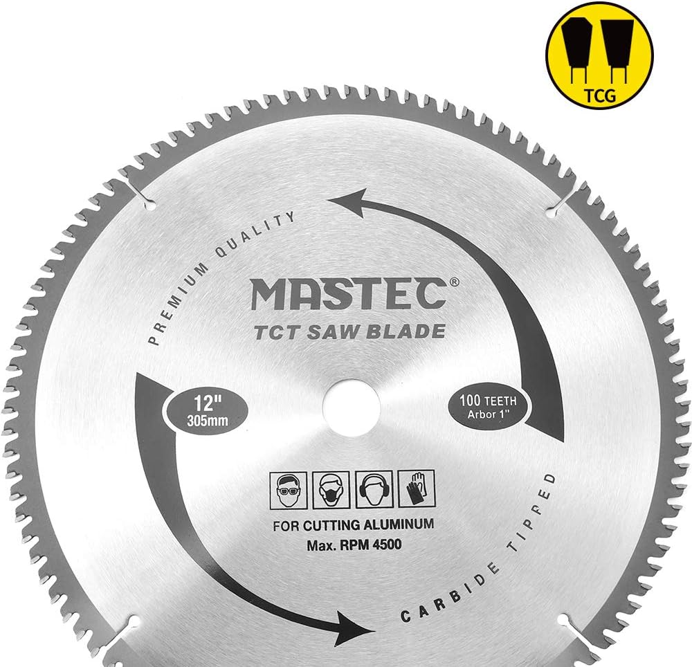 12-Inch 100 Tooth TCG for Aluminum and Non Ferrous Metals Cutting Saw Blade with 1-Inch Arbor