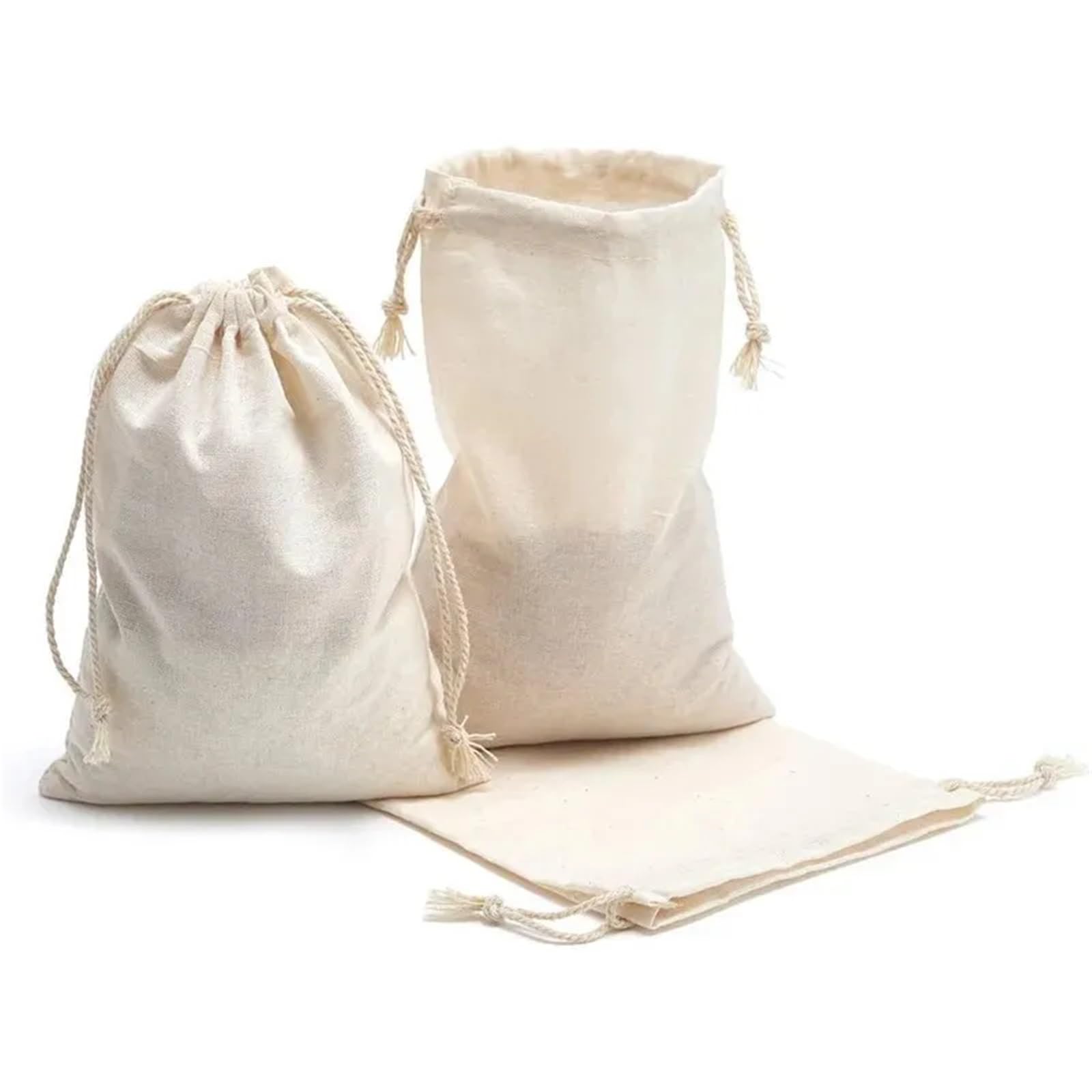 Sacs de rangement en coton anti-poussière, 10/20/50 pièces, emballage tissu, pochettes à cordon uni for cadeaux fête mariage(15x20cm,50 pcs)