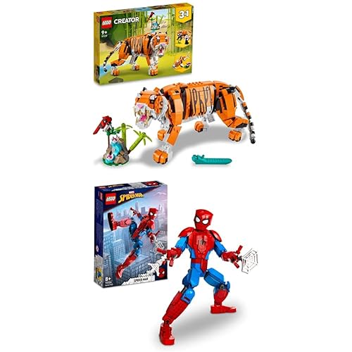 Immagine del prodotto LEGO 31129 Creator 3 in 1 Tigre Maestosa, Si Trasforma in Panda o Pesce & 76226 Marvel Personaggio di Spider-Man Giocattolo, Set con Action Figure Snodabile