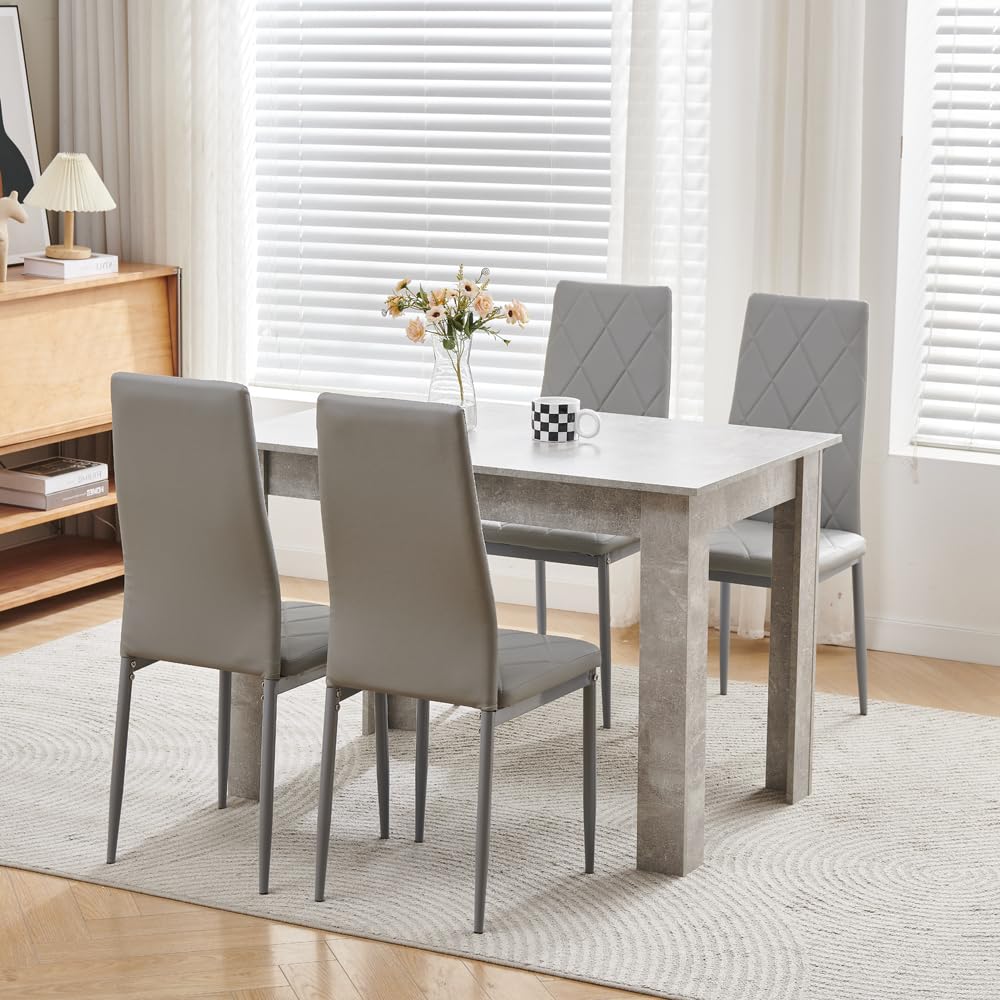 Homullel 5 Piece Dining Room Table and Chairs Set for Dining Room Kitchen Modern Wooden Dining Table with 4 Chairs for Family Dinner Set Space Saving - Image 3