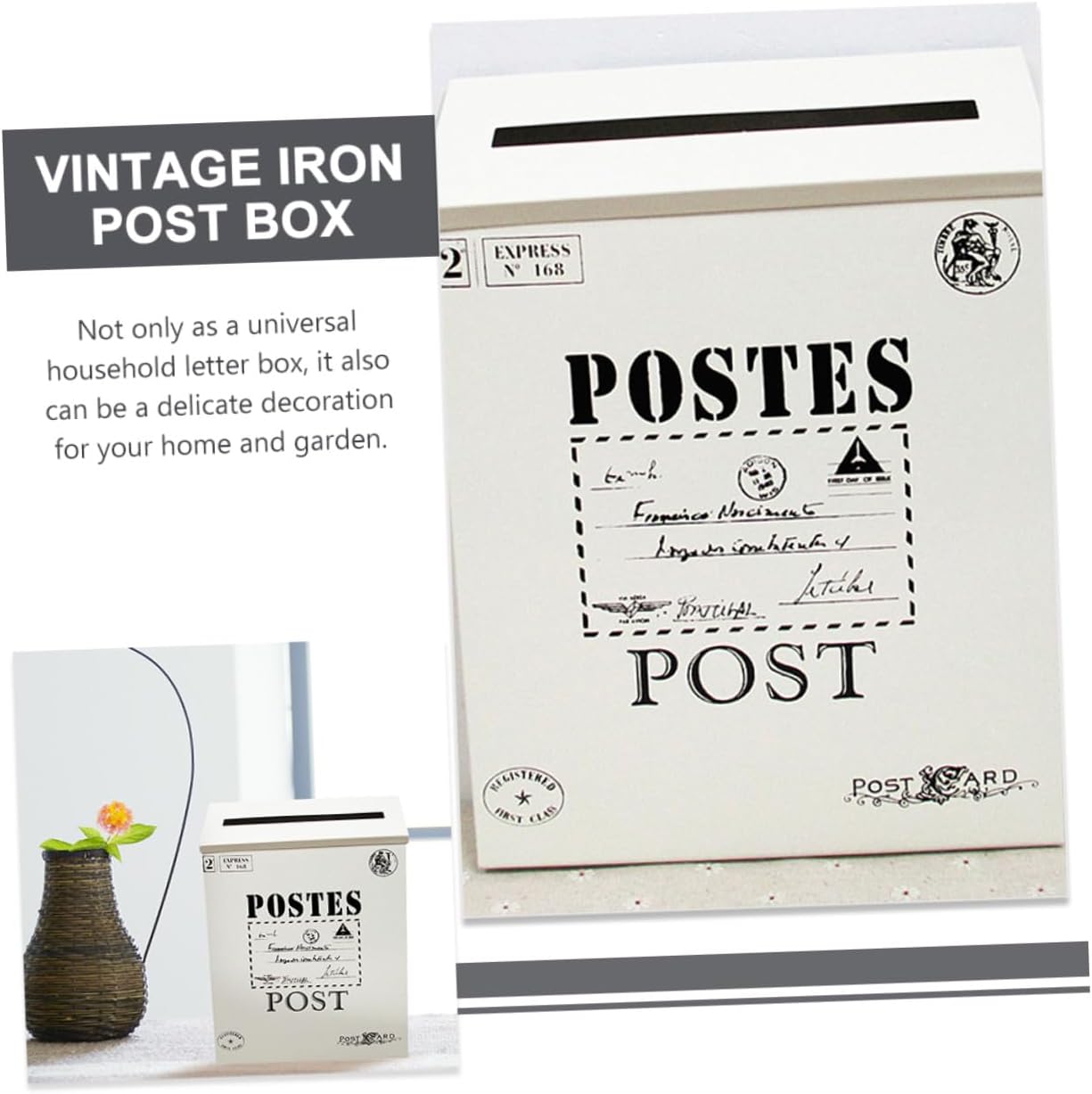 2pcs Vintage Iron Wall Mount Mailboxes Outdoor Letter Boxes for Home and Garden Large Capacity Suggestion and Post Box Rustic Decorative Mail Storage for Residential Use