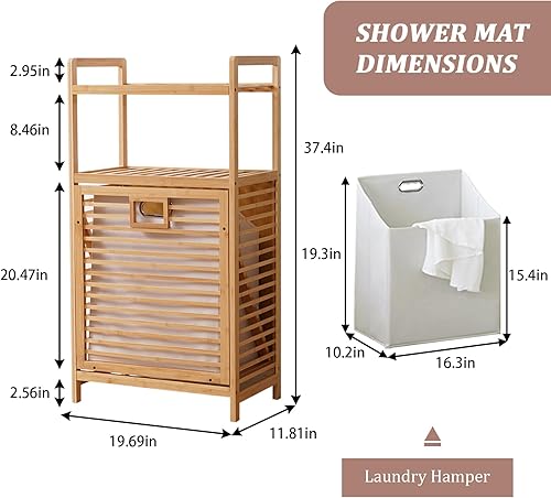 Miniatura 2 de Cesta de lavandería con estantes de 2 niveles y cesta inclinable, cestas organizadoras de ropa sucia, estante de almacenamiento de baño para