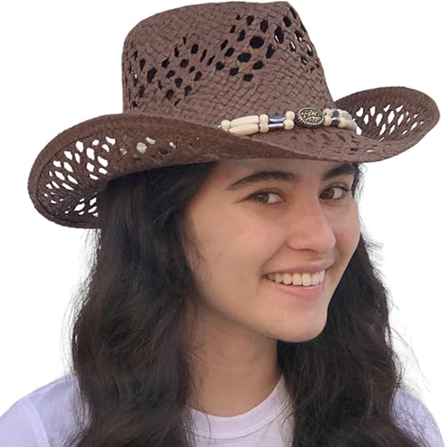 Sombrero de vaquero de paja para hombres y mujeres, sombrero de sol Sombreros Vagueros Classic Western Accents Sombreros