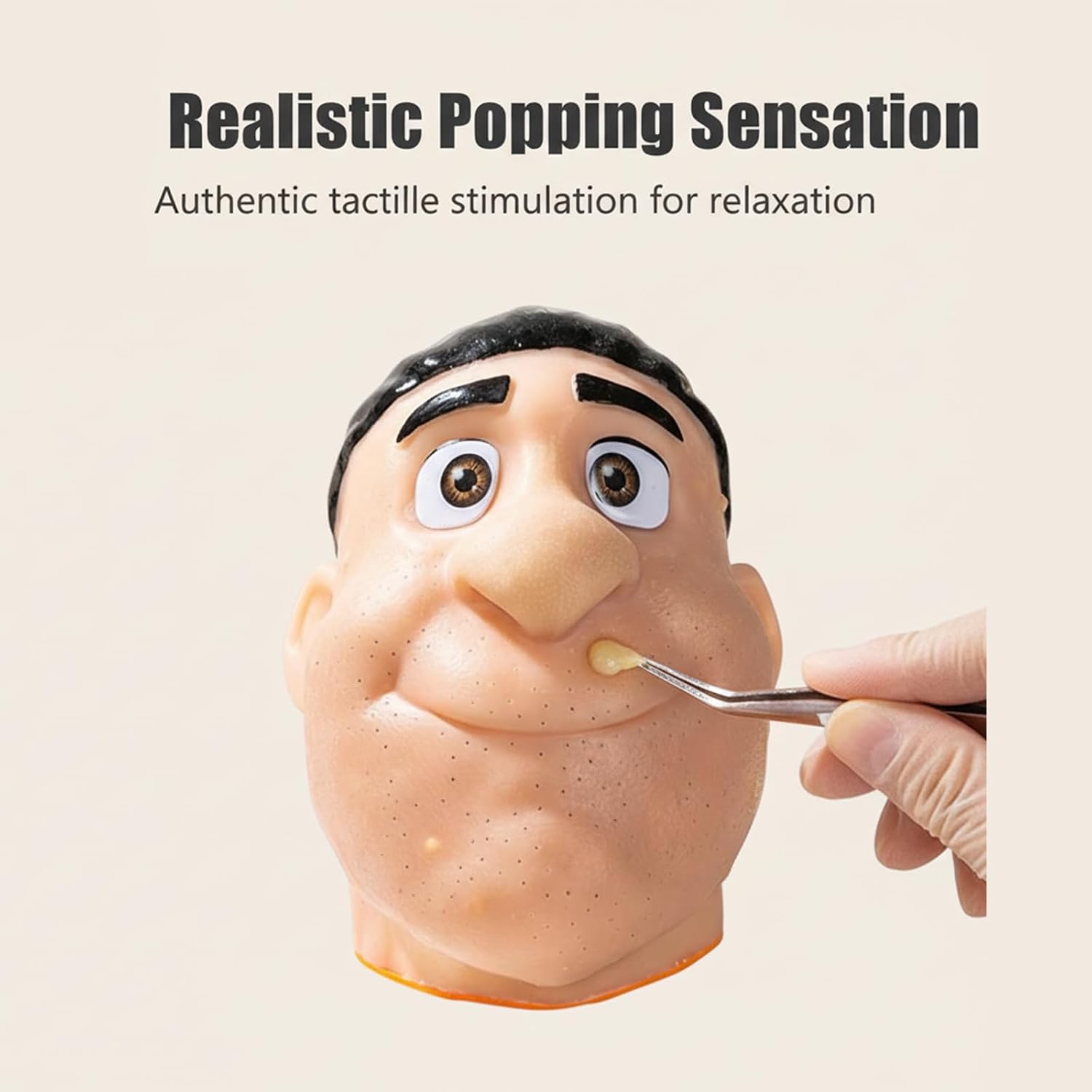 Refillable Pimple Popping Toy, Big Head Realistic Pus Burst Fidget Toy, Facial Pimplee Cleansing Toys, Stress & Anxiety Relief, Funny Gag Gift, for Teens & All Ages (Black, Excludes Refill Pack)