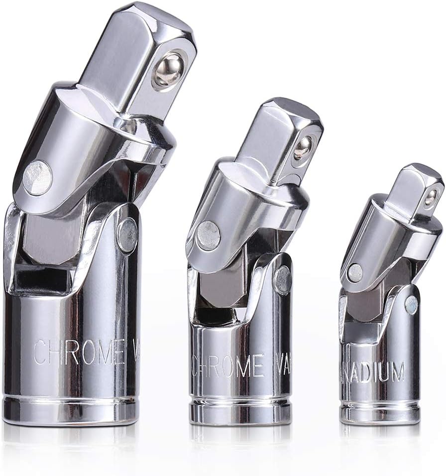 3PCS Universal Joint Socket Set, Chrome Vanadium Steel Swivel Socket