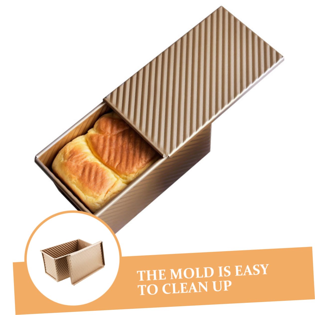PRETYZOOM 2 Stück Toast Kastenform mit Deckel aus Kohlenstoffstahl, Gold | Antihaft Beschichtung, Polierte Oberfläche, Leicht zu Reinigen, für Backofen und Hausbacken, 450g
