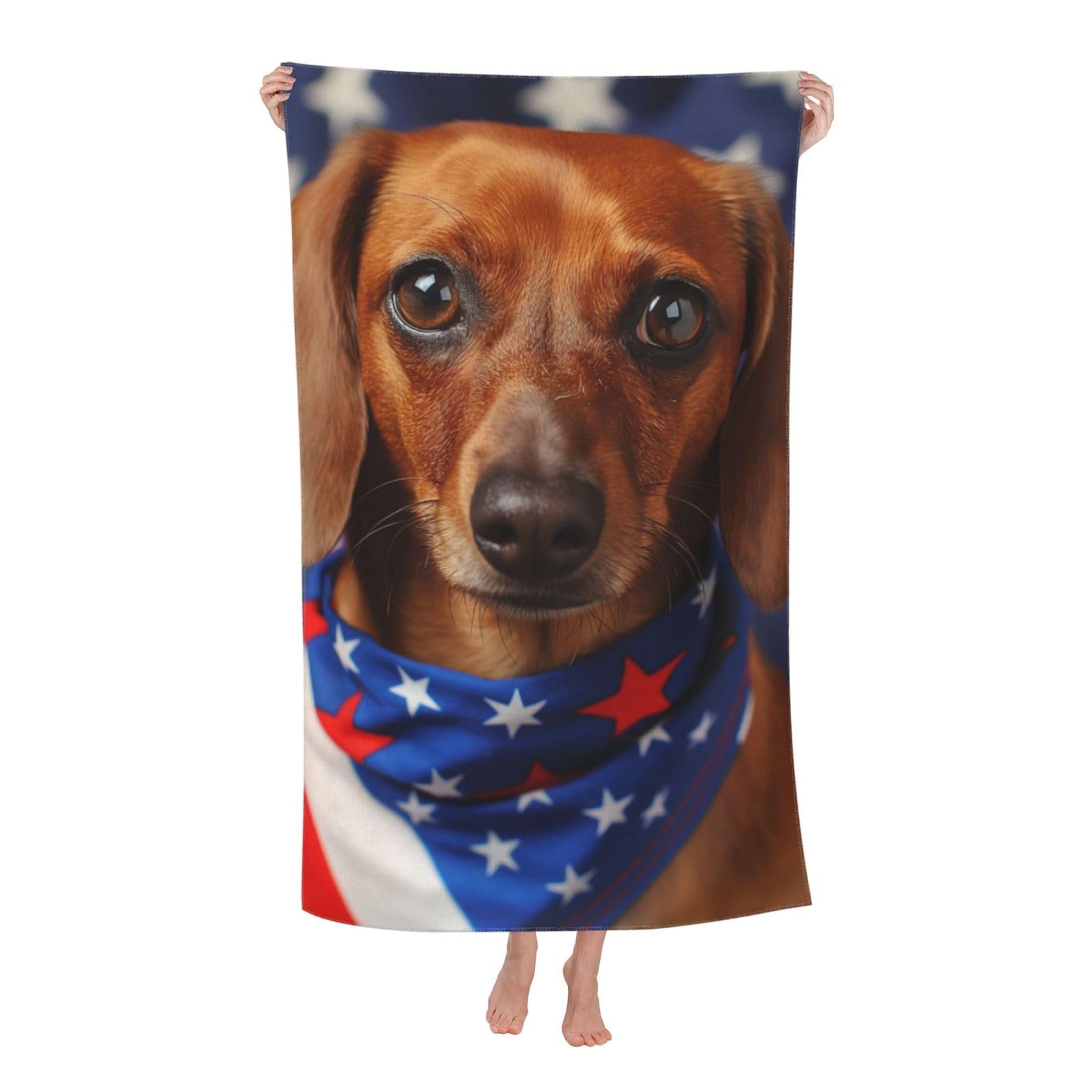 HLBSDM Dachshund Beach Towel American Flag Sand Free Microfiber Bath Towel Ultra Soft Quick Dry Pool Towel Absorbent Towel Lightweight Towel for Outdoor Bathroom Swimming Decor 31inx51in
