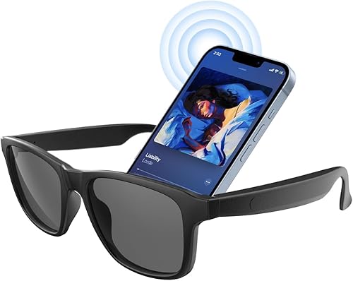 Miniatura 10 de Lentes inteligentes para hombres y mujeres, gafas de audio Bluetooth con altavoces, lente polarizada UV400, soporte de carga rápida, control táctil