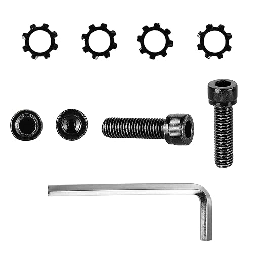 Miniatura 3 de HanTof 4 juegos de tornillos de agarre de cabeza Allen AR de repuesto con arandelas de bloqueo de dientes exteriores, chapado en zinc negro,