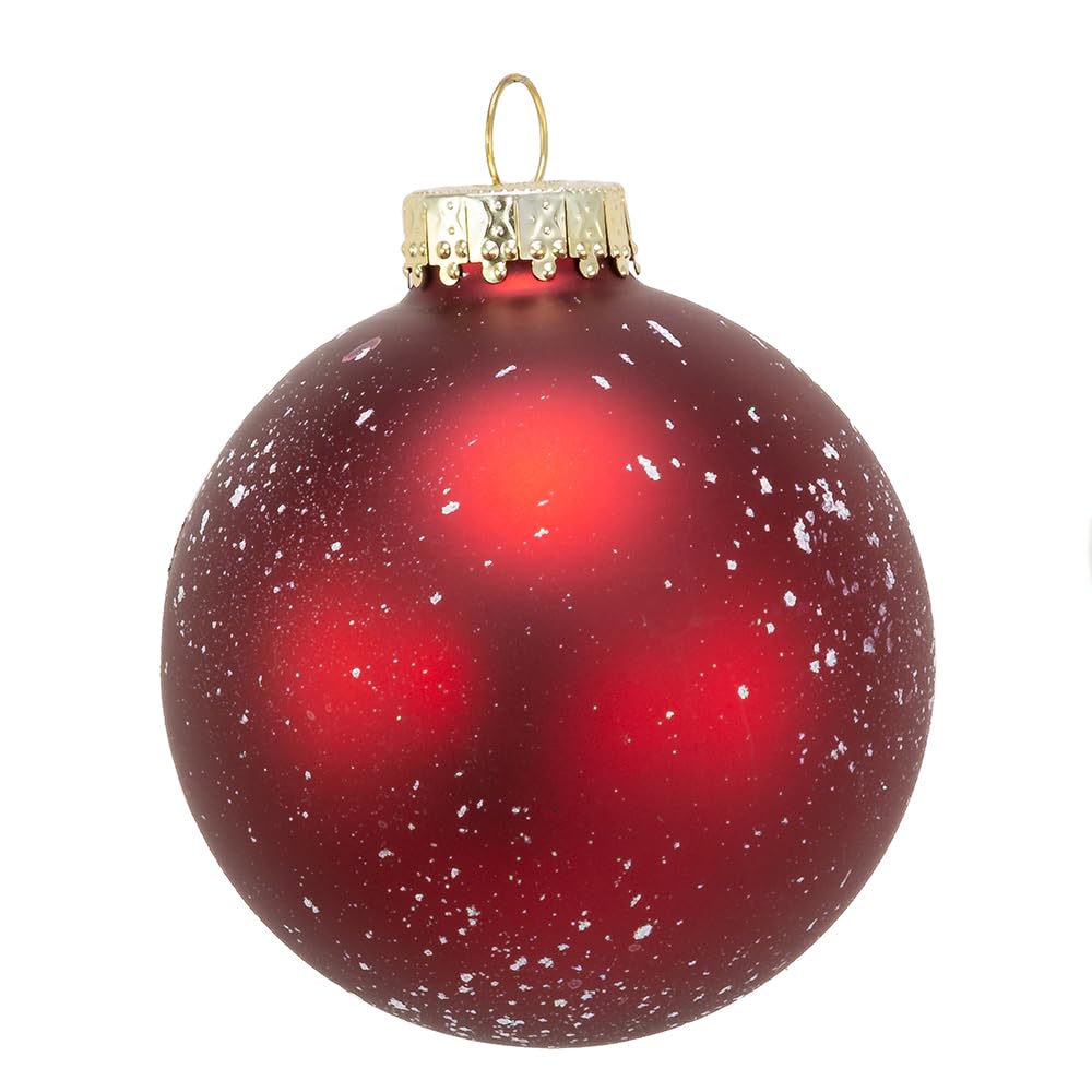 Kurt Adler Set of 6 Pinecone Glass Ball Ornaments, Red, 80mm - Image 3