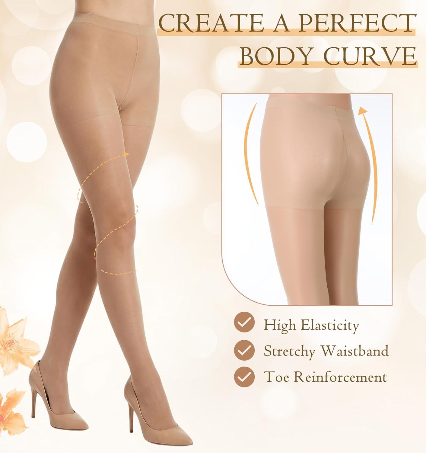 2Pairs Nude Pantyhose, High Waist Rip-Resistant Pantyhose for Women Nude for Women Hosiery for Daily We (Suitable for those weighing under 75kg or with a waist of 24-80cm) - Image 2