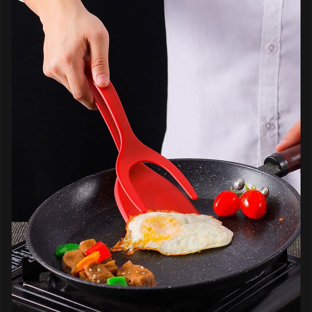 3 sztuki 2 w 1 Grip and Flip Spatula Tong, uniwersalna kuchenna łopatka silikonowa do przewracania jajek, naleśniki, ryba, tosty francuskie, omlet do gotowania w domu