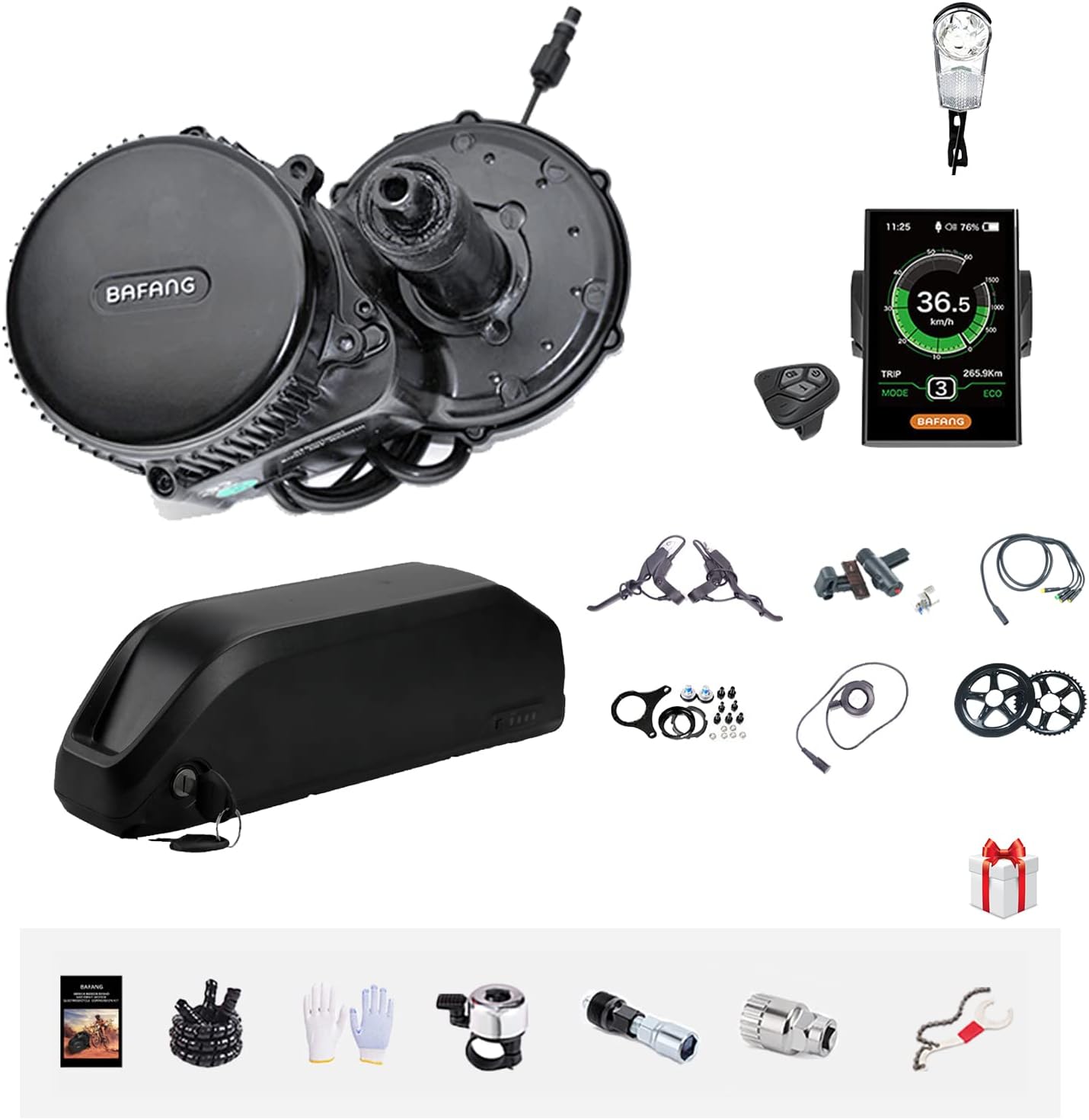 BAFANG BBSHD 48V/52V 500W 750W 1000W Mid Drive Kit with Battery Optional BBS01 BBS02 8FUN DIY Conversion Kit with LCD Display & Chainring Mountain Bike, Road Bike