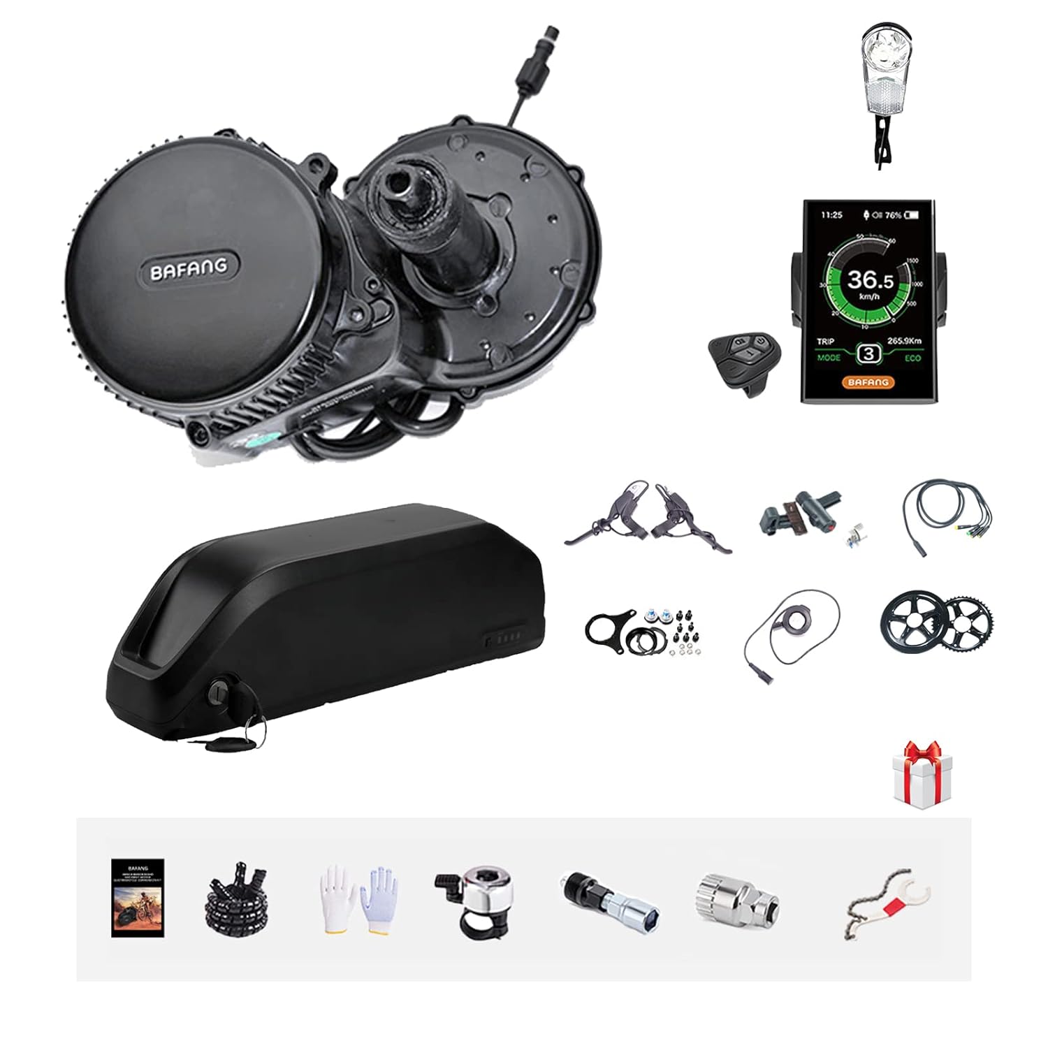 BAFANG BBSHD midterdrevssæt, inklusive motor, batteri og display