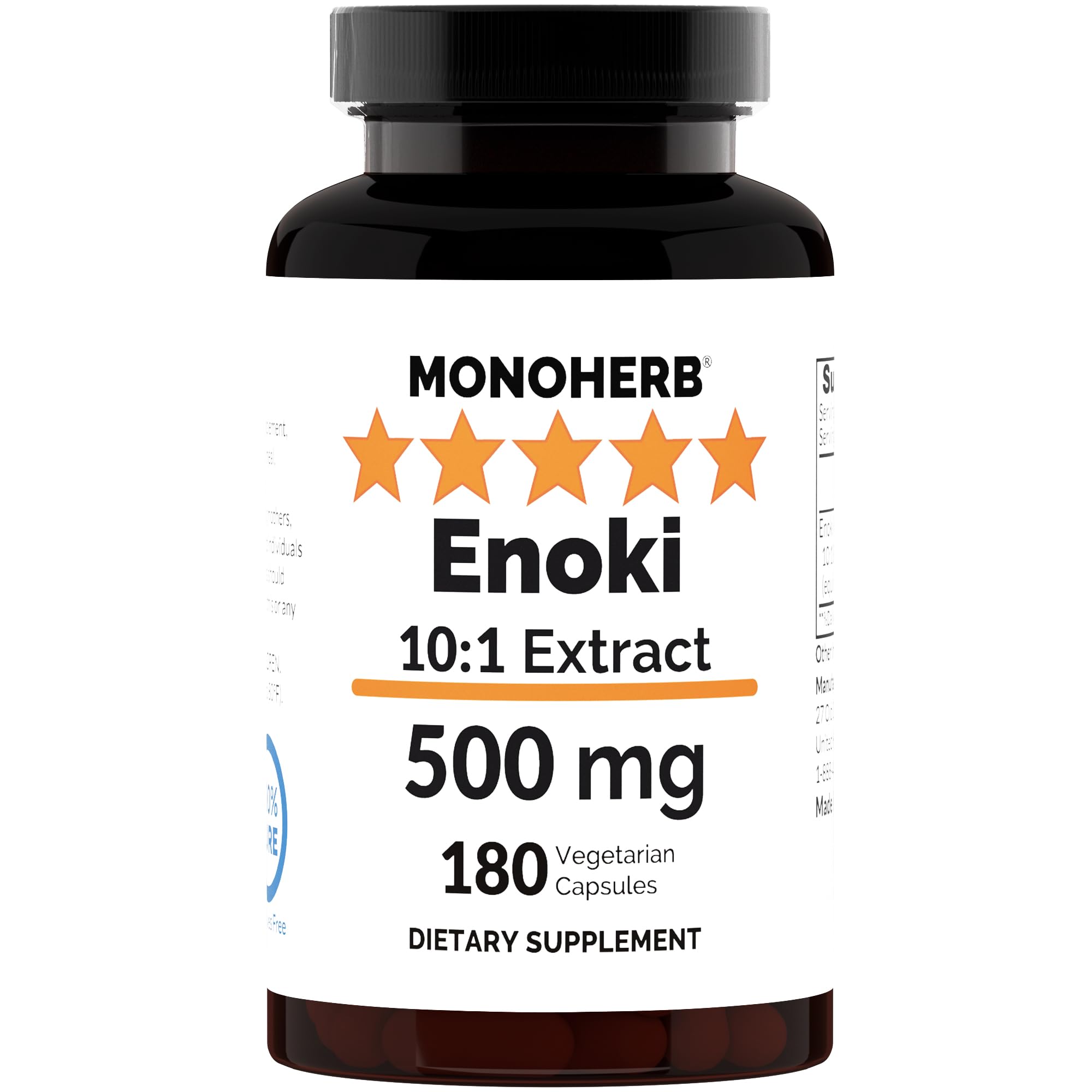 MONOHERB Enoki Mushroom Extract 500 mg - 180 Capsules