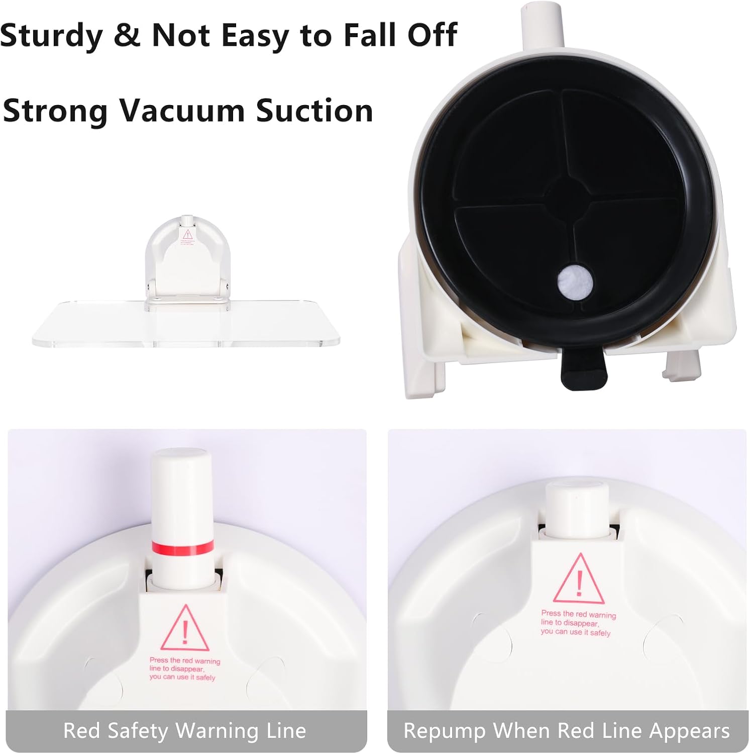 No-Drill Wall Mounted Folding Table 15.75" L x 11.02" W | 15.75" L x 13.39" W Install Size, Strong Vacuum Suction Cup, Waterproof Acrylic Surface for Bathroom, Laundry, Office, RV & Travel