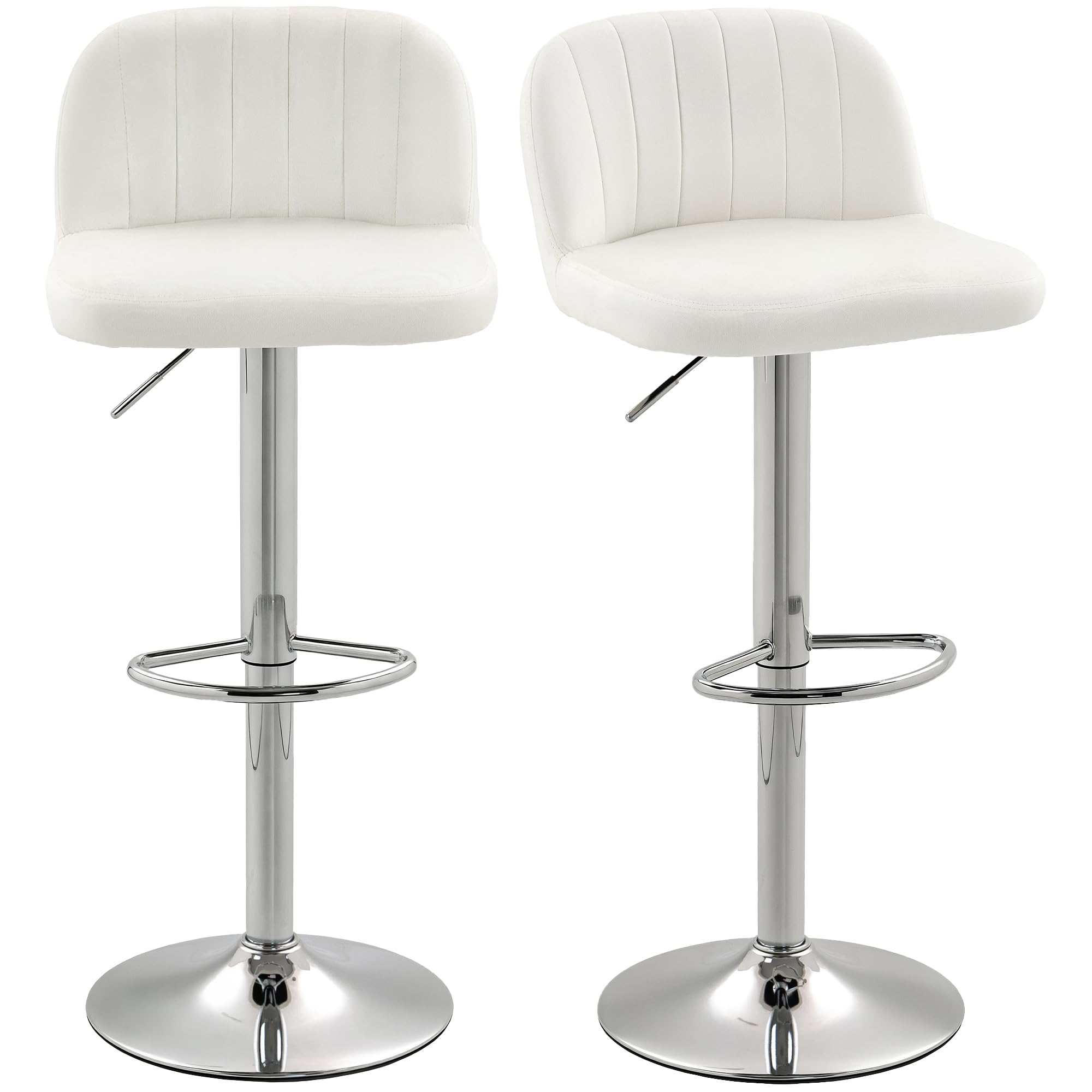 HOMCOM Juego de 2 Taburetes de Bar Taburetes de Cocina Altos 81 cm Crema