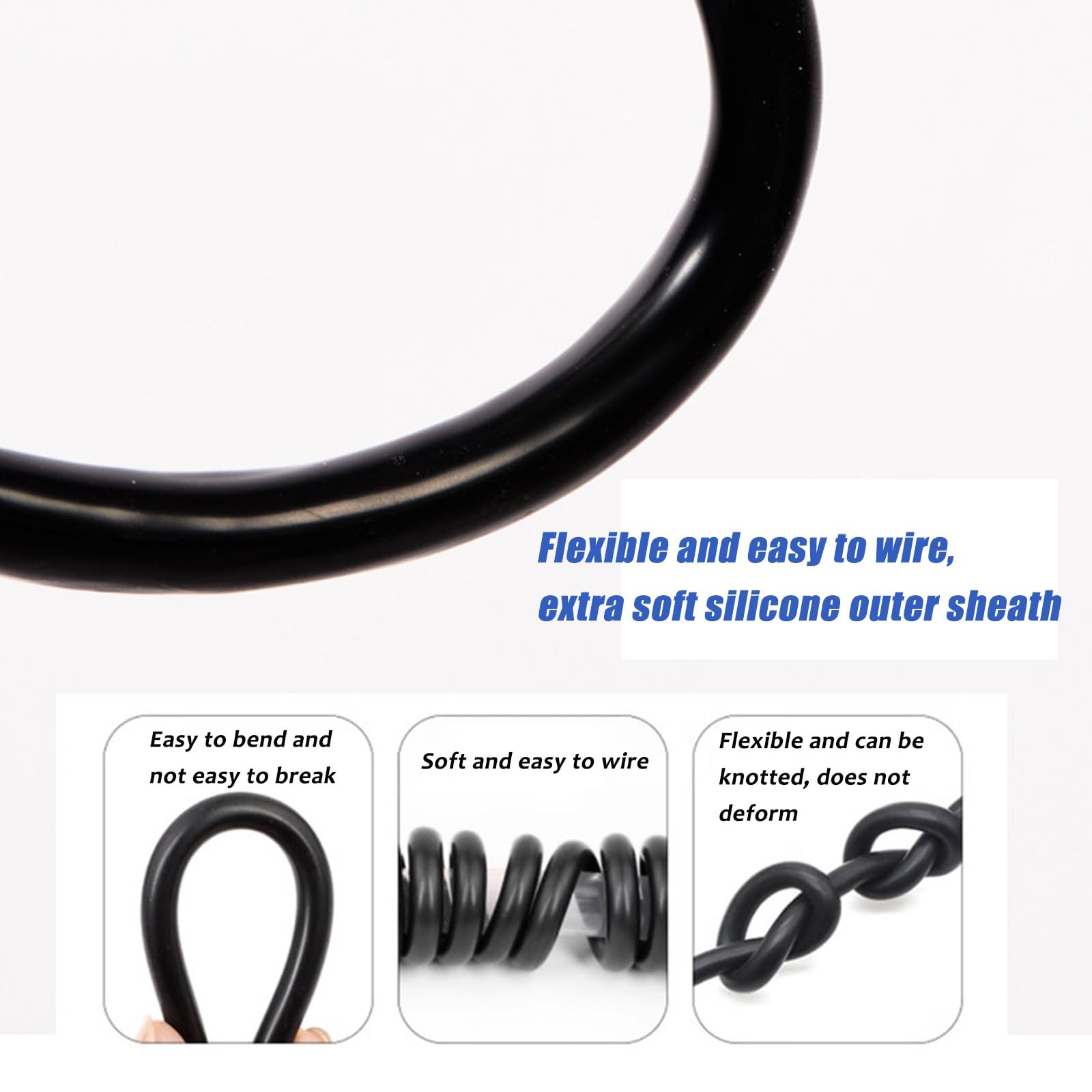 Alambre eléctrico de alta temperatura Calor, La goma de silicona y FEP aislaron el cable cobre estañado la base del AWG 2-12 24-26 -60C a 200C(30FT,26AWG-4C)