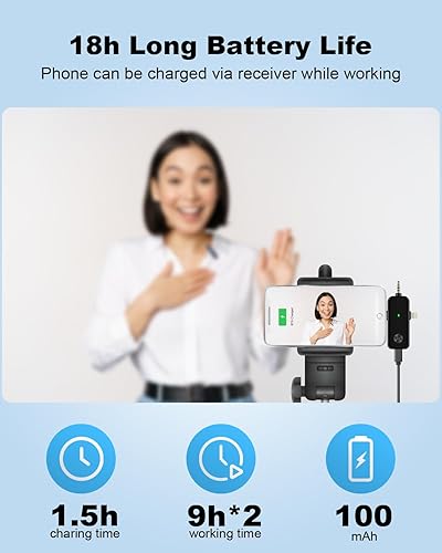 Miniatura 6 de Micrófono Lavalier inalámbrico, mini micrófono inalámbrico 3 en 1 para iPhone, Android, cámara, micrófono de solapa de retardo ultra bajo de 2.4 G