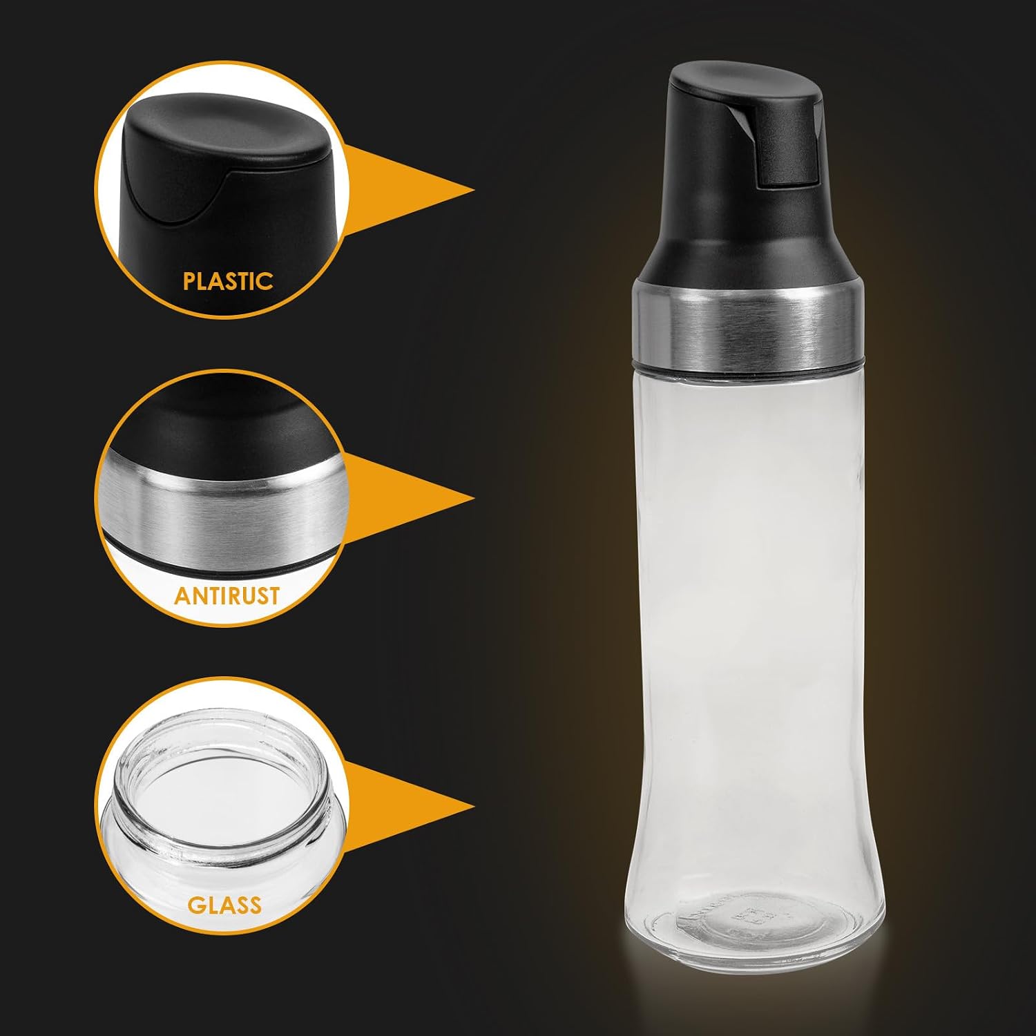 Amosfun Automatic Oil Dispenser Bottle 500ml Glass with Controlled Pour