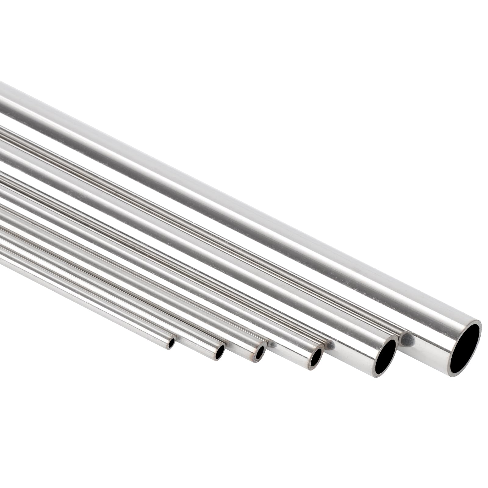 A-KARCK 1/8" to 1/2" OD 304 Stainless Steel Tube, Round Straight Steel Pipe Metal Tubing 12" Length Thick Wall Pipe 6PCS
