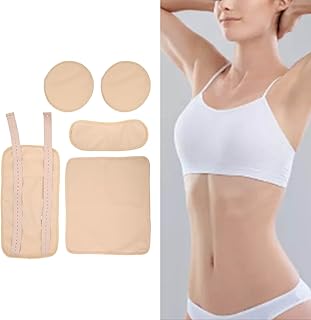 4Pcs Castor Oil Pack Wrap Set, Reusable Castor Oil Wrap for Neck Waist, Double Layer Reusable Organic Castor Oil Packs Kit for Castor Oil Neck Wrap, Stomach Bag, Liver Wrap and a P (Khaki)