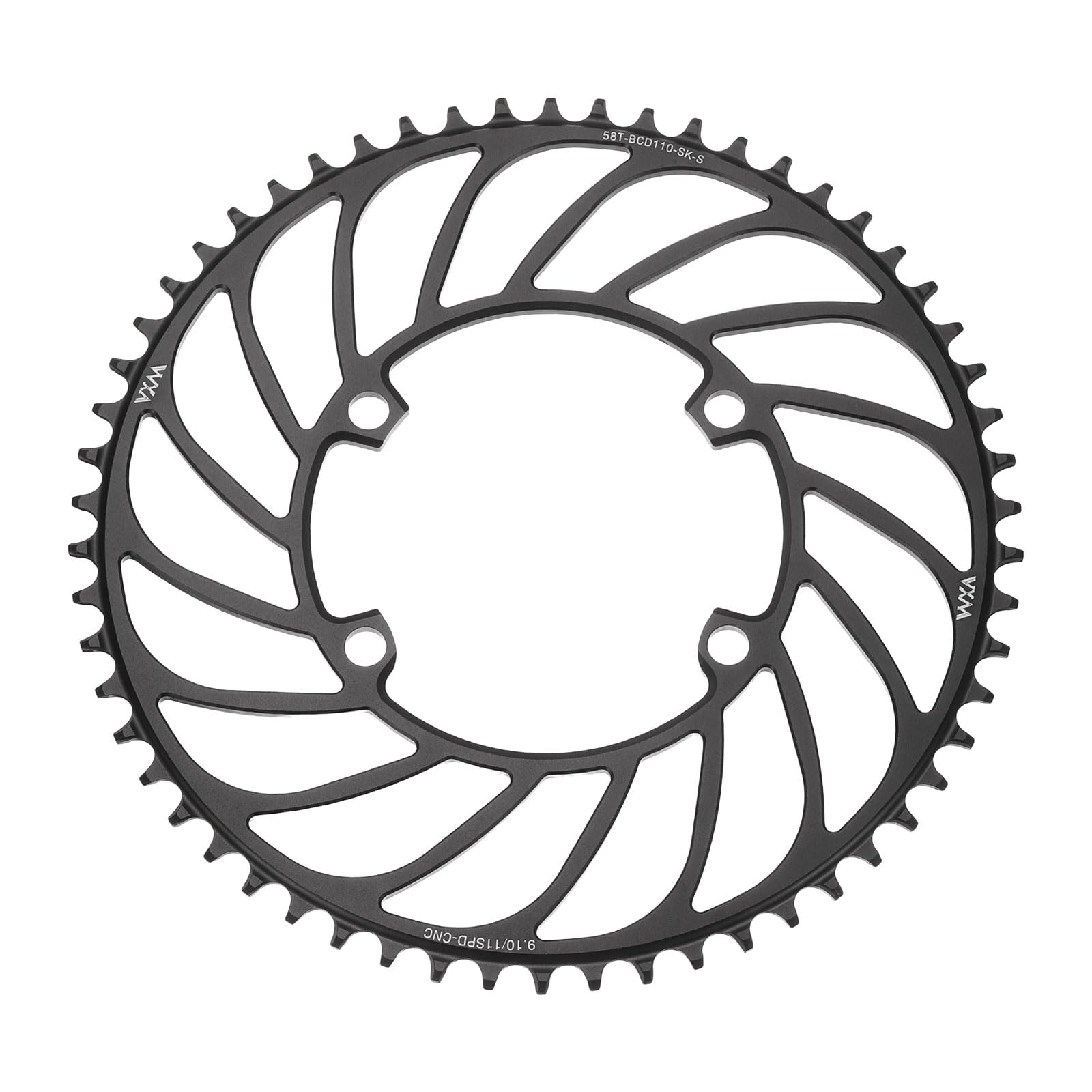 sourcing map 110BCD Bike Chainring 58T 9/10/11 Speed 240mm Diameter Round Aluminum Narrow Wide Tooth Bike Chainwheel for MTB Road Bike, Black