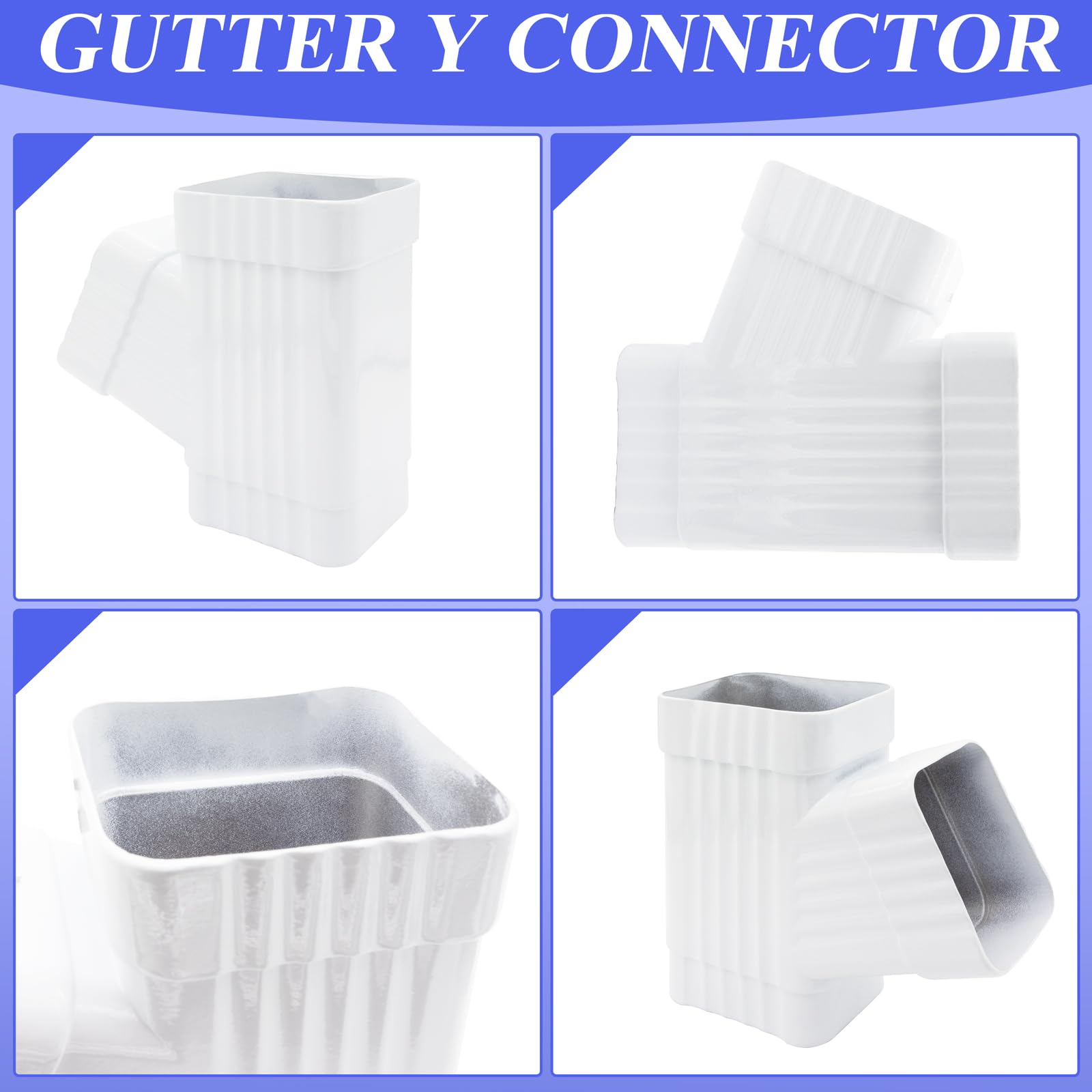 Downspout Y-Shape Connector – White PVC Gutter Diverter, Fits 2" X 3" Drain Pipe, Splits Rainwater Flow – Prevents Overflow & Foundation Damage