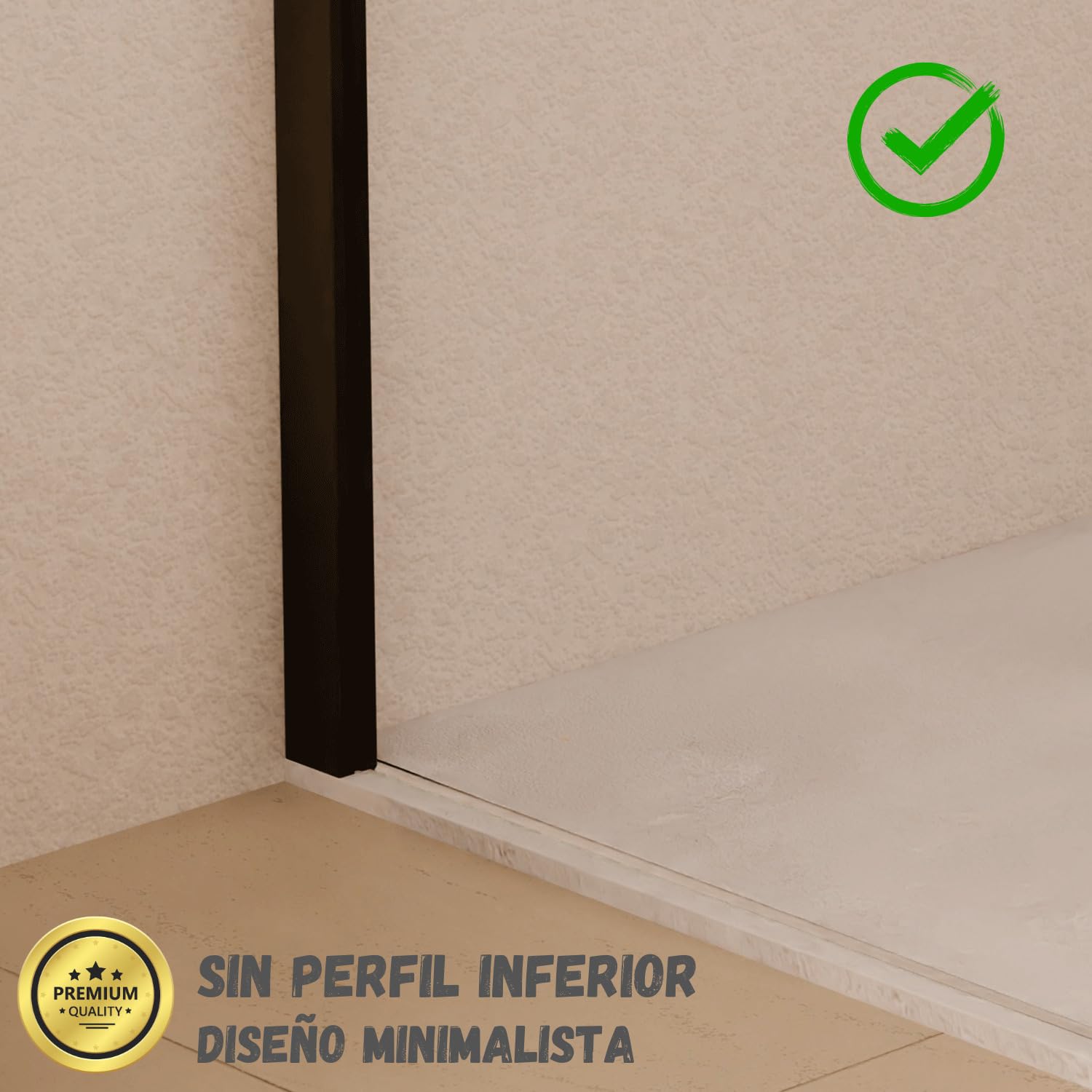 SOULHOME Mampara de ducha Panel Fijo, Fácil instalación Vidrio de seguridad 8 mm antical, 60 cm ancho x 200 cm alto, Perfil Negro mate