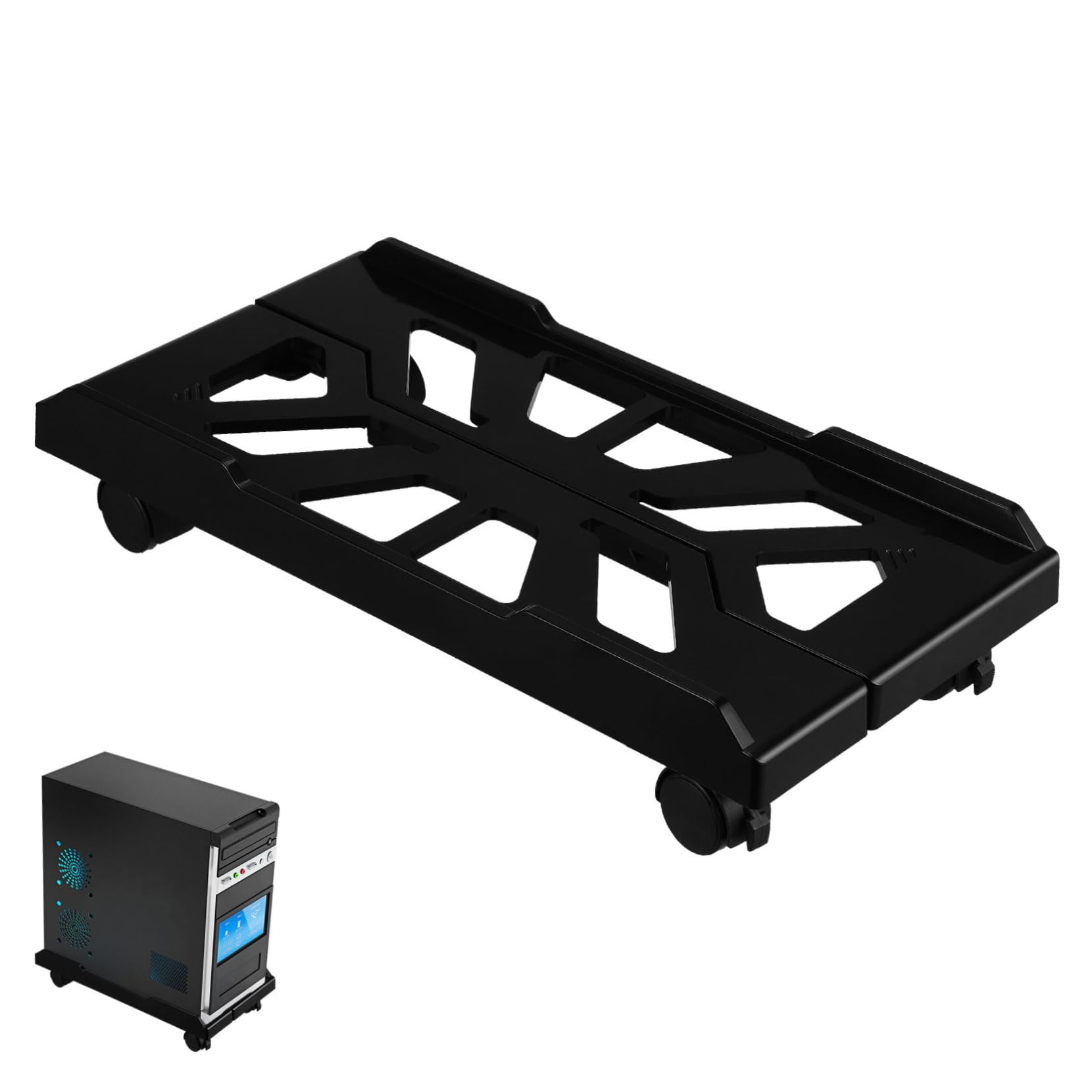 Support pour PC à roulettes verrouillables et châssis télescopique ajustable en ABS